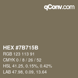 Color code: HEX #7B715B | qconv.com