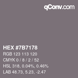 颜色代码: HEX #7B7178 | qconv.com