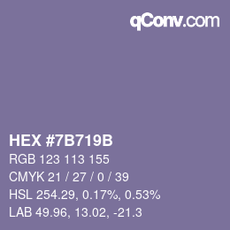 Farbcode: HEX #7B719B | qconv.com