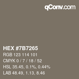 颜色代码: HEX #7B7265 | qconv.com