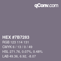 Farbcode: HEX #7B7283 | qconv.com