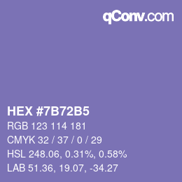 Color code: HEX #7B72B5 | qconv.com