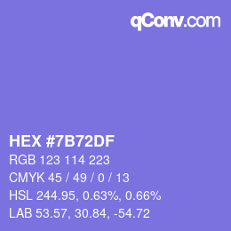 Color code: HEX #7B72DF | qconv.com