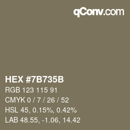 颜色代码: HEX #7B735B | qconv.com