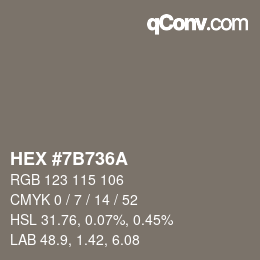 Color code: HEX #7B736A | qconv.com