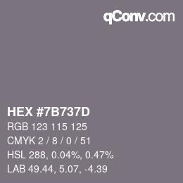 颜色代码: HEX #7B737D | qconv.com
