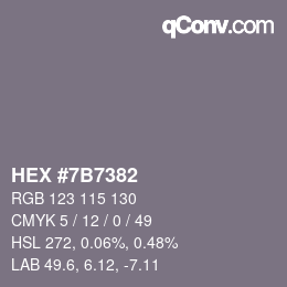Farbcode: HEX #7B7382 | qconv.com