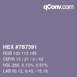 颜色代码: HEX #7B7391 | qconv.com