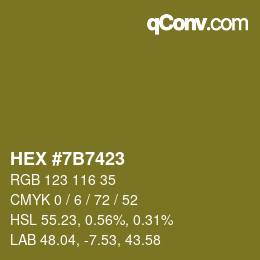 Color code: HEX #7B7423 | qconv.com