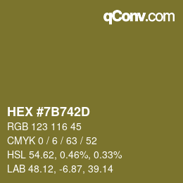 Color code: HEX #7B742D | qconv.com