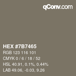 Farbcode: HEX #7B7465 | qconv.com