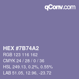 カラーコード: HEX #7B74A2 | qconv.com