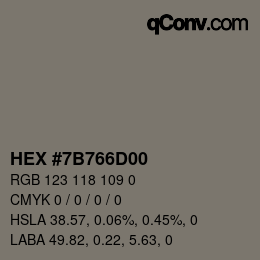 Color code: HEX #7B766D00 | qconv.com