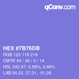 Color code: HEX #7B76DB | qconv.com