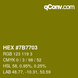 Color code: HEX #7B7703 | qconv.com