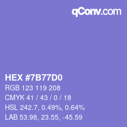 颜色代码: HEX #7B77D0 | qconv.com