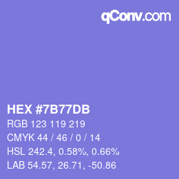 颜色代码: HEX #7B77DB | qconv.com