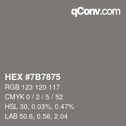 Color code: HEX #7B7875 | qconv.com