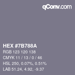 颜色代码: HEX #7B788A | qconv.com