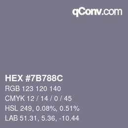 颜色代码: HEX #7B788C | qconv.com