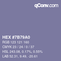 颜色代码: HEX #7B79A0 | qconv.com