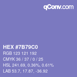 Color code: HEX #7B79C0 | qconv.com