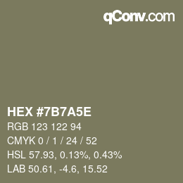 Color code: HEX #7B7A5E | qconv.com