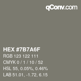 Color code: HEX #7B7A6F | qconv.com