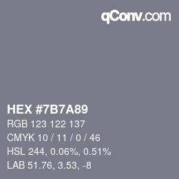 Color code: HEX #7B7A89 | qconv.com