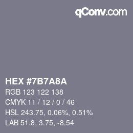 Color code: HEX #7B7A8A | qconv.com