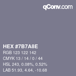 颜色代码: HEX #7B7A8E | qconv.com