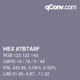 颜色代码: HEX #7B7A8F | qconv.com