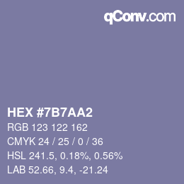 カラーコード: HEX #7B7AA2 | qconv.com
