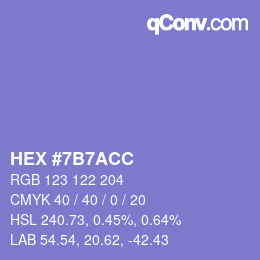 Color code: HEX #7B7ACC | qconv.com