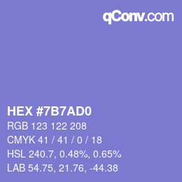 颜色代码: HEX #7B7AD0 | qconv.com