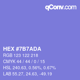 カラーコード: HEX #7B7ADA | qconv.com