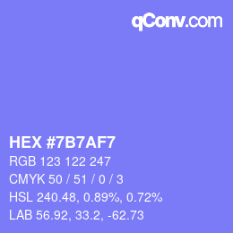 颜色代码: HEX #7B7AF7 | qconv.com
