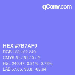 Color code: HEX #7B7AF9 | qconv.com