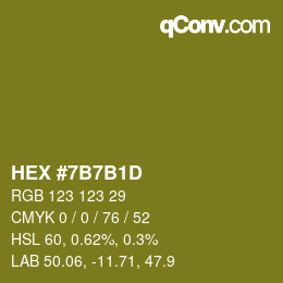 Color code: HEX #7B7B1D | qconv.com