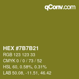 颜色代码: HEX #7B7B21 | qconv.com
