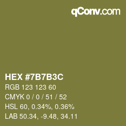 Color code: HEX #7B7B3C | qconv.com