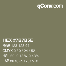 Code couleur: HEX #7B7B5E | qconv.com