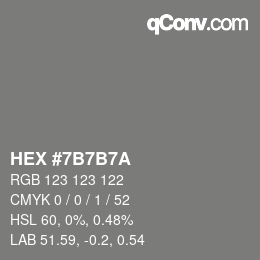 Color code: HEX #7B7B7A | qconv.com