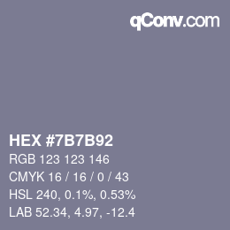 カラーコード: HEX #7B7B92 | qconv.com