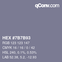 颜色代码: HEX #7B7B93 | qconv.com