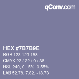 颜色代码: HEX #7B7B9E | qconv.com