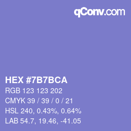 Color code: HEX #7B7BCA | qconv.com