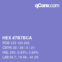 カラーコード: HEX #7B7BCA | qconv.com
