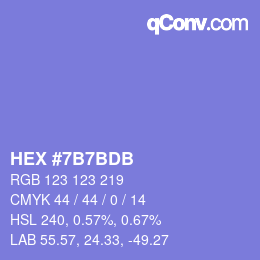 颜色代码: HEX #7B7BDB | qconv.com