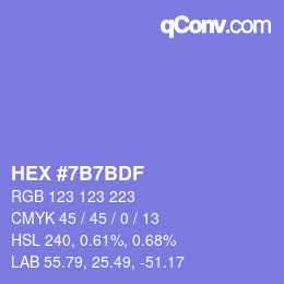 カラーコード: HEX #7B7BDF | qconv.com